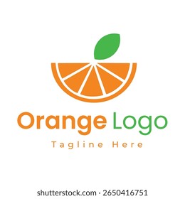 Design de logotipo limpo e profissional. Ilustração de vetor de logotipo de fruta laranja moderna e fresca. Adequado para marcas de suco, empresas de alimentos orgânicos, bebidas saudáveis, mercado fresco ou produtos relacionados aos citros.
