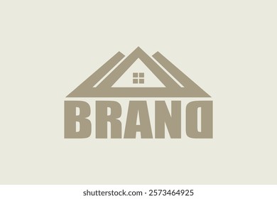 A clean and professional logo featuring a house roof design, symbolizing security and reliability. Perfect for real estate agencies, home improvement businesses, or property developers.