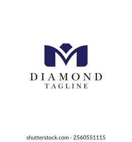 A clean, professional logo featuring a stylized, dark navy blue capital "M" with a diamond-shaped accent in the center.