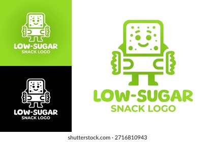 Un logotipo limpio y profesional de bocadillos bajos en azúcar adecuado para marcas de dieta y envases de alimentos saludables.