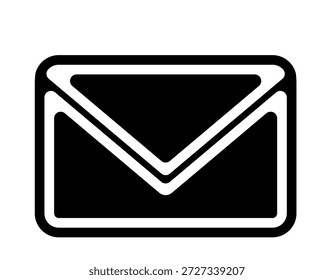 Um ícone de envelope de e-mail minimalista limpo e profissional em um design plano preto-e-branco arrojado