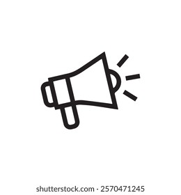 Clean and professional minimalist vector illustration of a megaphone, ideal for advertising, marketing, announcements, and promotional campaigns.