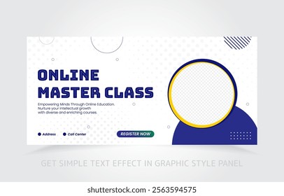 Clean and professional online learning banner template for digital education and e-learning ads.