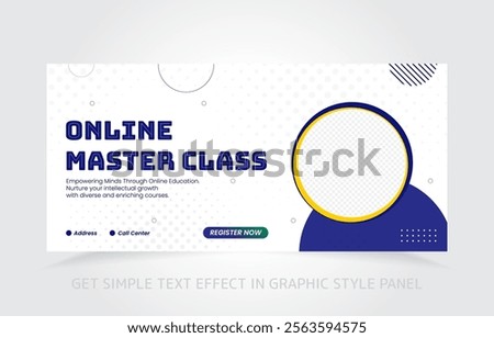 Clean and professional online learning banner template for digital education and e-learning ads.