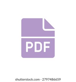 Clean and professional purple PDF document icon with white text for use in presentations slideshows and digital marketing materials
