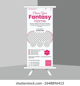Clean and professional Real Estate Pull Up Banner template design. It is suitable for any project purpose and all types of business.