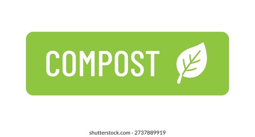 A clean and professional standalone digital label designed for organic waste management and composting systems. The graphic features a vibrant lime-green rounded rectangular banner with the word 