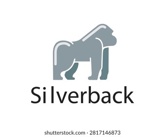 A clean, professional stylized vector icon of a silverback gorilla