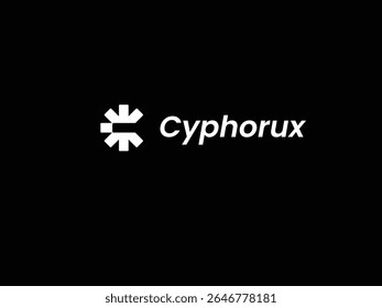 Um conceito de design de logotipo tecnológico profissional e limpo para uma marca digital futurista chamada Cyphorux, ideal para empresas de software, IA, dados e segurança cibernética.