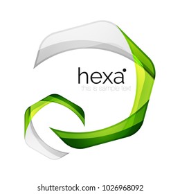 Emblema de hexágono profesional de vectores limpios, concepto ecológico verde