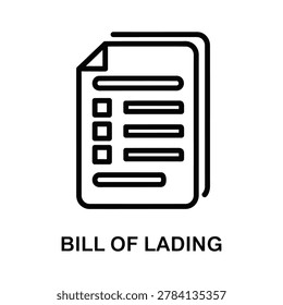 Clean and professional vector illustration of a bill of lading document icon, ideal for shipping, logistics, and business presentations.