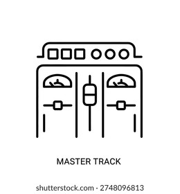 Clean and professional vector illustration of a subway train interior with master track label, ideal for transit and urban design projects.