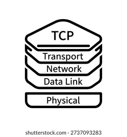 Clean and professional vector illustration of TCP-IP network layers model, ideal for educational materials, IT presentations, and technology-related content.