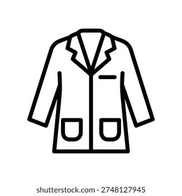 Clean and professional vector illustration of a white lab coat, ideal for medical, science, and healthcare design projects.