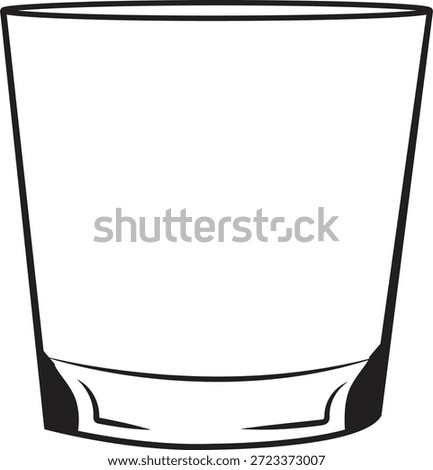 A clean and professional vector outline illustration of a classic lowball or rocks glass, suitable for whiskey, water, or specialty cocktails. This minimalist hospitality graphic captures the essence of social gathering, refined leisure, and artisanal drink service, making it a high-value asset for the bar, restaurant, and home decor industries. The design features a large blank area intended for personalized designs, allowing users to visualize clear liquids or ice cubes. The high-quality scalable vector is designed with smooth paths and closed loops, making it an ideal choice for vinyl cutting machines used to produce etched glass decals, personalized kitchen labels, and custom stickers for product launches. Conceptually, the image represents relaxation, achievement, and the sophisticated joy of shared moments. The stark black outline ensures high visibility across various applications, including printed menus, e-commerce glassware icons, and digital assets for craft distillery apps. This asset provides a professional and clear visual for designs related to beverage branding and retail logistics, ensuring that the universal symbol for a glass is communicated effectively in both digital and physical media. It serves as an essential tool for branding in the catering sector, capturing the reliable nature of high-end service with a modern aesthetic.