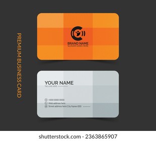 Clean professional yellow and white business card template, visiting card, business card template layout with mockup.