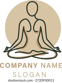 Diseño de logotipos de servicios de yoga limpios y profesionales que representan meditación, bienestar, atención plena y salud holística. Vector EPS editable adecuado para estudios de yoga, centros de bienestar, marca de spa, servicios de meditación y negocios enfocados en la salud.