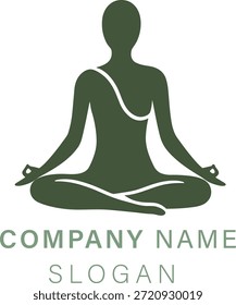 Diseño de logotipos de servicios de yoga limpios y profesionales que representan meditación, bienestar, atención plena y salud holística. Vector EPS editable adecuado para estudios de yoga, centros de bienestar, marca de spa, servicios de meditación y negocios enfocados en la salud.