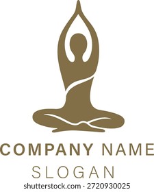 Diseño de logotipos de servicios de yoga limpios y profesionales que representan meditación, bienestar, atención plena y salud holística. Vector EPS editable adecuado para estudios de yoga, centros de bienestar, marca de spa, servicios de meditación y negocios enfocados en la salud.