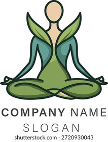 Diseño de logotipos de servicios de yoga limpios y profesionales que representan meditación, bienestar, atención plena y salud holística. Vector EPS editable adecuado para estudios de yoga, centros de bienestar, marca de spa, servicios de meditación y negocios enfocados en la salud.