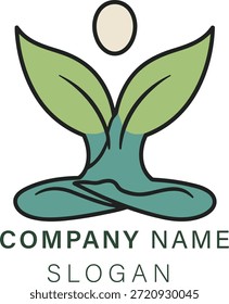 Diseño de logotipos de servicios de yoga limpios y profesionales que representan meditación, bienestar, atención plena y salud holística. Vector EPS editable adecuado para estudios de yoga, centros de bienestar, marca de spa, servicios de meditación y negocios enfocados en la salud.