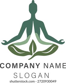 Diseño de logotipos de servicios de yoga limpios y profesionales que representan meditación, bienestar, atención plena y salud holística. Vector EPS editable adecuado para estudios de yoga, centros de bienestar, marca de spa, servicios de meditación y negocios enfocados en la salud.