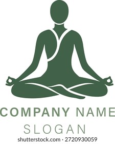 Diseño de logotipos de servicios de yoga limpios y profesionales que representan meditación, bienestar, atención plena y salud holística. Vector EPS editable adecuado para estudios de yoga, centros de bienestar, marca de spa, servicios de meditación y negocios enfocados en la salud.