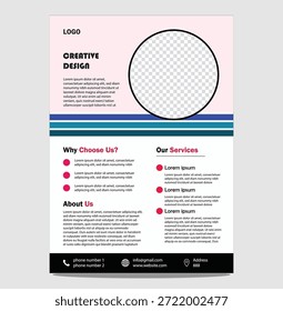 Clean Promotion-Flyer-Vorlage für Visual Marketing. Diese saubere Werbeflyer-Vorlage ist für visuelles Marketing und die Nachrichtenübermittlung konzipiert. Das Layout unterstützt eine übersichtliche Inhaltsorganisation mit speziellen Abschnitten für Bilder, Text und Call-to-Action-Elemente. Geeignet für die Druckverteilung und digitale Freigabe über mehrere Plattformen hinweg. Das Design ermöglicht eine einfache Anpassung und trägt dazu bei, einen konsistenten visuellen Stil für Werbematerialien und Kampagnen beizubehalten.

Vorlage für kreatives Design-Firmenflyer mit Kontaktinformationen und Platzhaltertext einzeln auf transparentem Hintergrund
