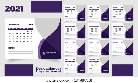 clean purple 2021 calendar template vector