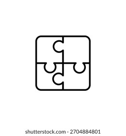 Icono de línea de conexión de piezas de rompecabezas limpias que representa el trabajo en equipo, la resolución de problemas, la estrategia y la colaboración. Perfecto para los negocios, la planificación, el flujo de trabajo, la asociación y los diseños basados en soluciones.