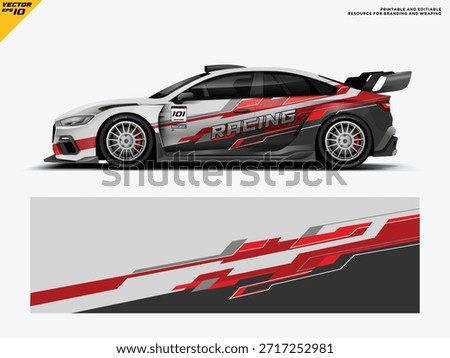 Clean Racing Car Livery Vector with Red and Gray Graphic Lines