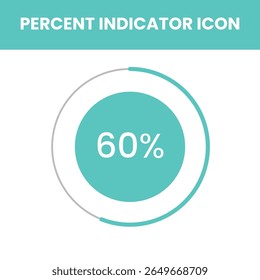 A clean radial gauge filled to 60%, ideal for tracking tasks, dashboards, progress tracking, UI design, infographics, and minimal data visualization.