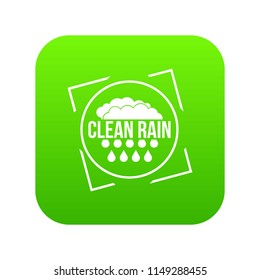 Clean rain icon green vector isolated on white background