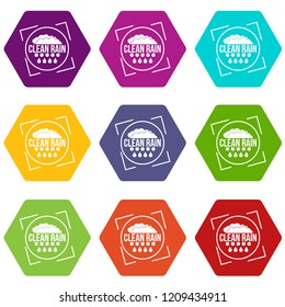 Clean rain icons 9 set coloful isolated on white for web
