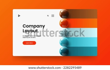 Clean realistic balls brochure template. Original website screen vector design concept.