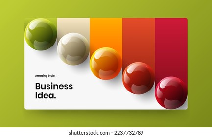 Clean realistic balls company brochure template. Original site screen vector design concept.