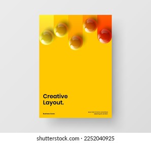 Clean realistic balls corporate brochure layout. Original catalog cover A4 design vector template.