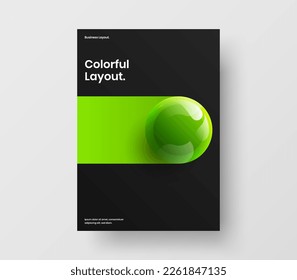 Clean realistic balls cover concept. Abstract annual report A4 vector design layout.