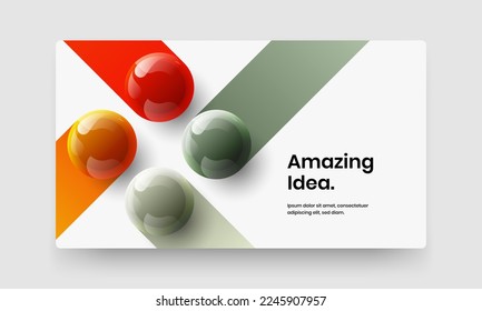 Clean realistic balls front page layout. Multicolored leaflet vector design concept.