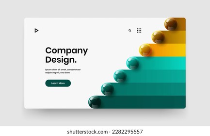 Clean realistic balls front page layout. Isolated website screen design vector template.