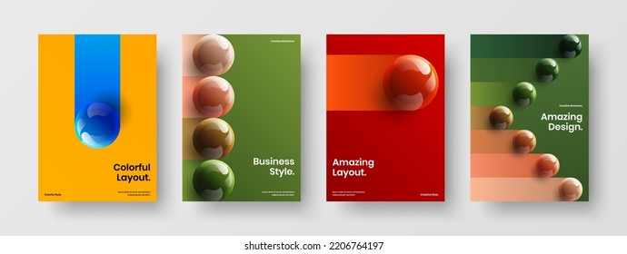 Limpiar el paquete de plantillas de bolas de mano realistas. Resumen del informe anual A4 diseño de la colección de conceptos vectores.