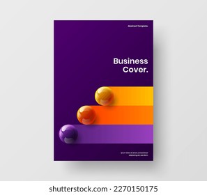 Clean realistic balls placard concept. Modern annual report A4 vector design template.