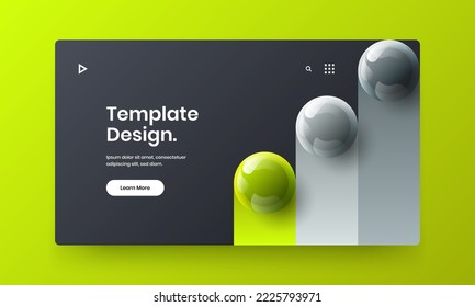Clean realistic balls web banner layout. Creative corporate brochure design vector illustration.