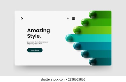 Clean realistic balls website screen illustration. Fresh leaflet vector design template.
