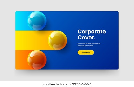 Clean realistic spheres brochure layout. Fresh booklet design vector concept.