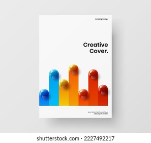 Clean realistic spheres company brochure concept. Amazing book cover design vector layout.