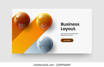 Clean realistic spheres company cover concept. Unique landing page vector design illustration.