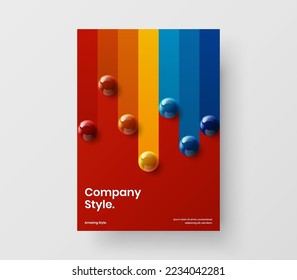 Clean realistic spheres company identity template. Multicolored booklet A4 design vector illustration.