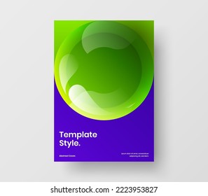 Clean realistic spheres placard illustration. Original company cover vector design template.