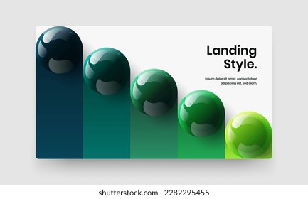 Clean realistic spheres postcard concept. Abstract website vector design layout.